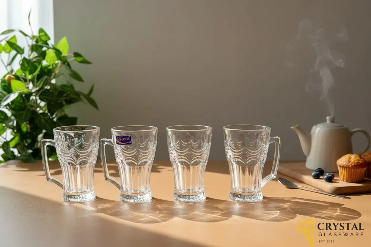 Delisoga Set of 6 Clear Glass Mugs 